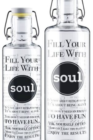 Afbeelding van de 0,6 en 1 liter Soulbottle fill your life with soul
